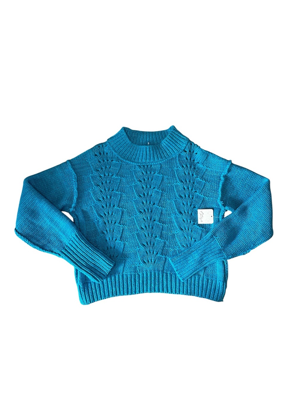 Free People Teal Cable Knit Turtleneck Sweater